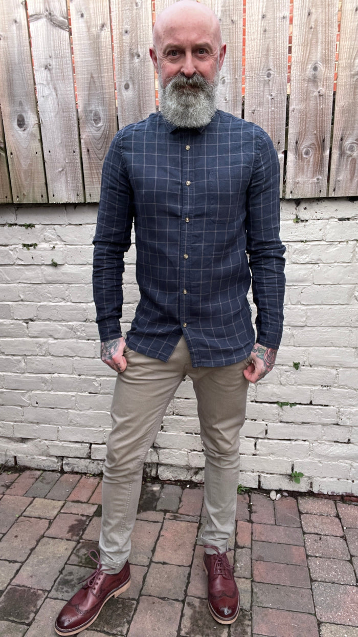 Solid Dark Sapphire Check Shirt