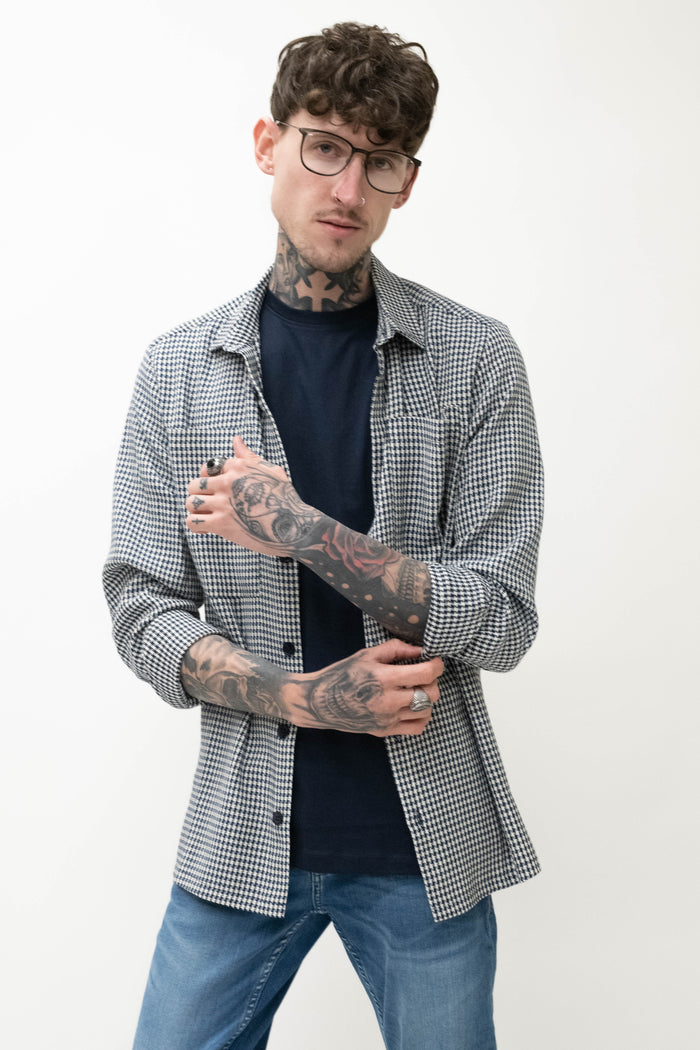 Wear London Brune Houndstooth Navy Shirt