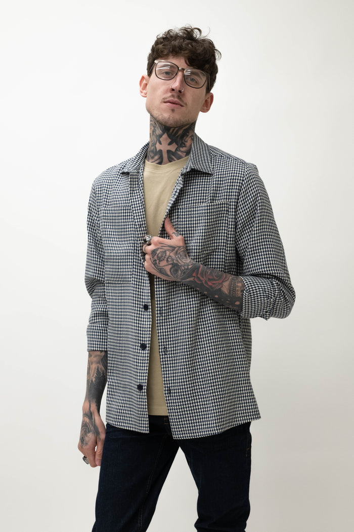 Wear London Brune Houndstooth Navy Shirt