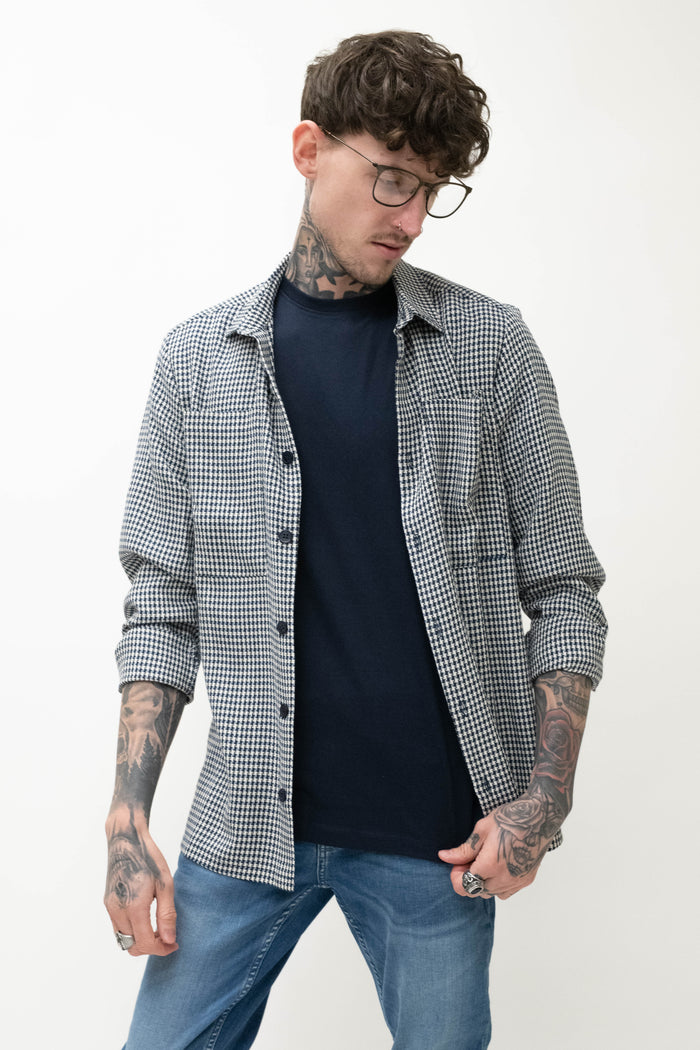 Wear London Brune Houndstooth Navy Shirt