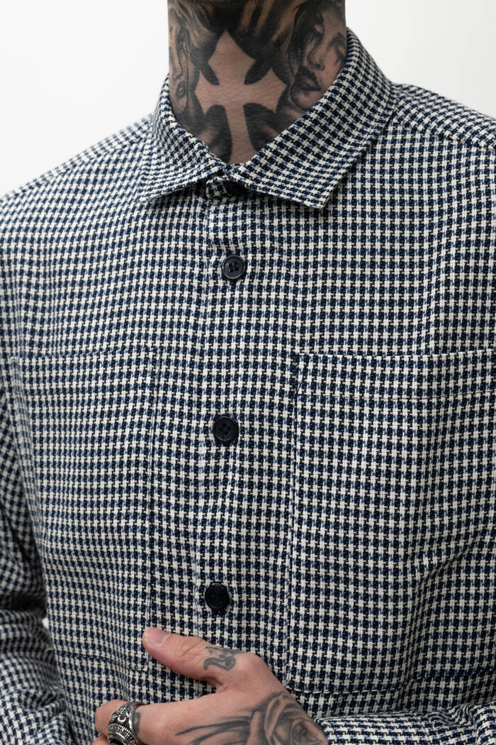 Wear London Brune Houndstooth Navy Shirt